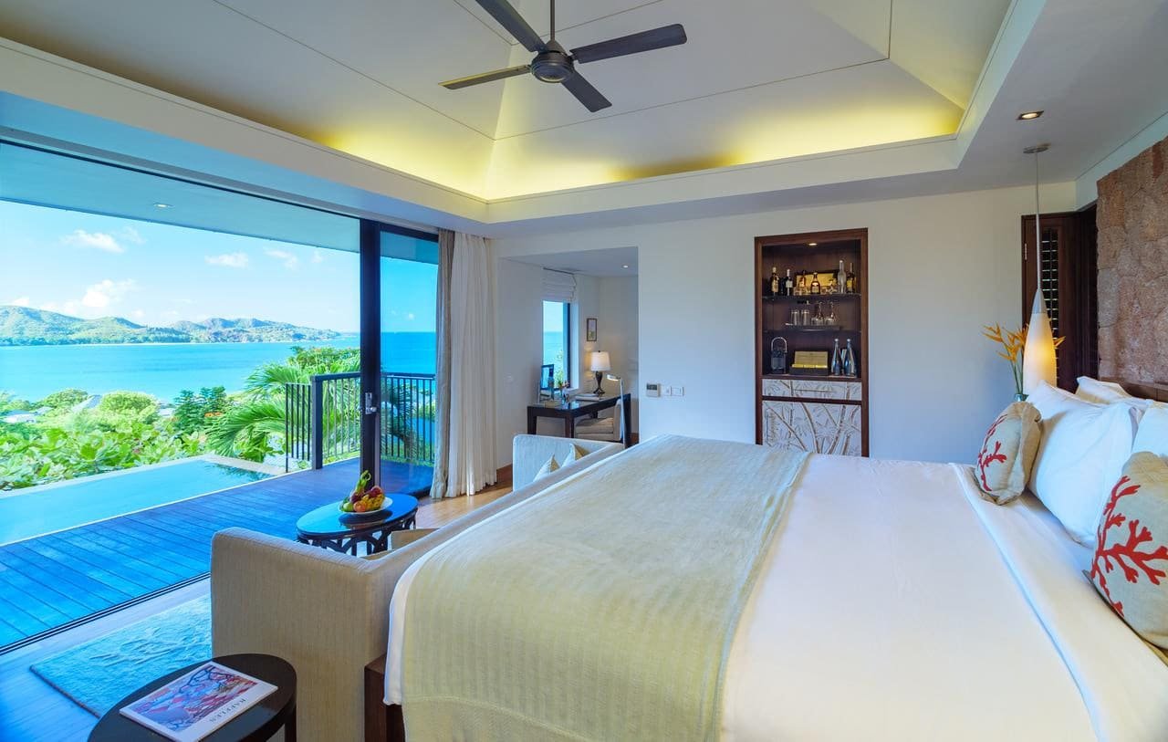 A hillside villa above a Seychelles bay