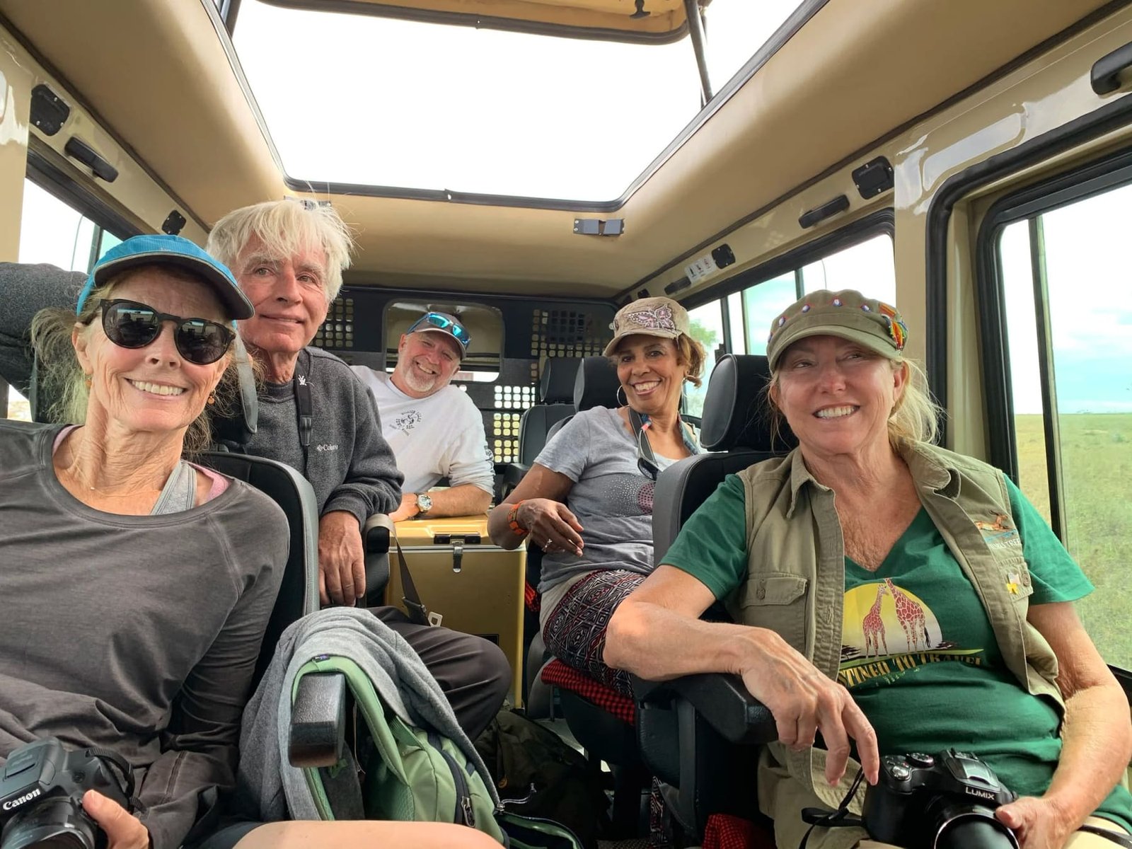 A candid moment between travellers on the road