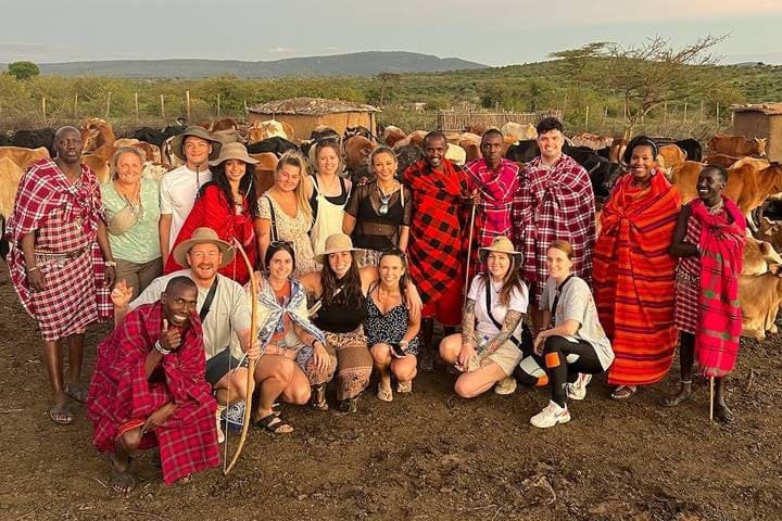 A small group gathered together on safari