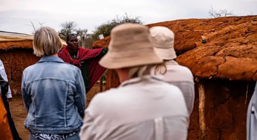 A small group gathered together on safari