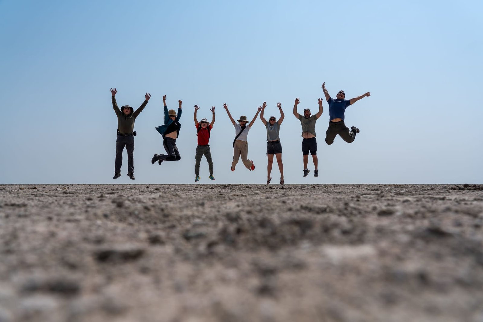 A small group gathered together on safari