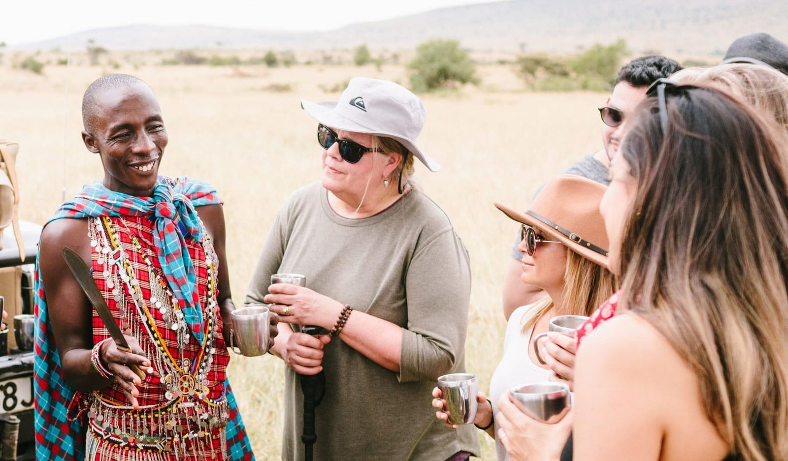 A small group gathered together on safari