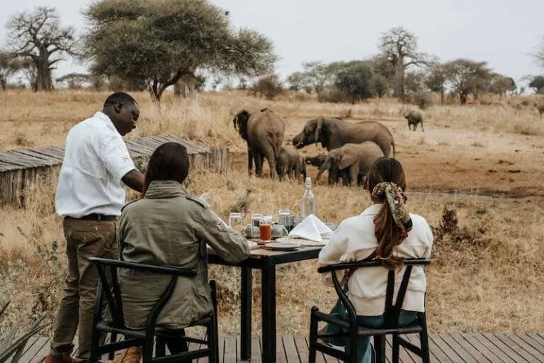 A small group gathered together on safari